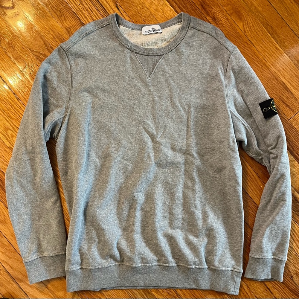 Stone Island Garment Dyed Logo Patch Crewneck Sweatshirt